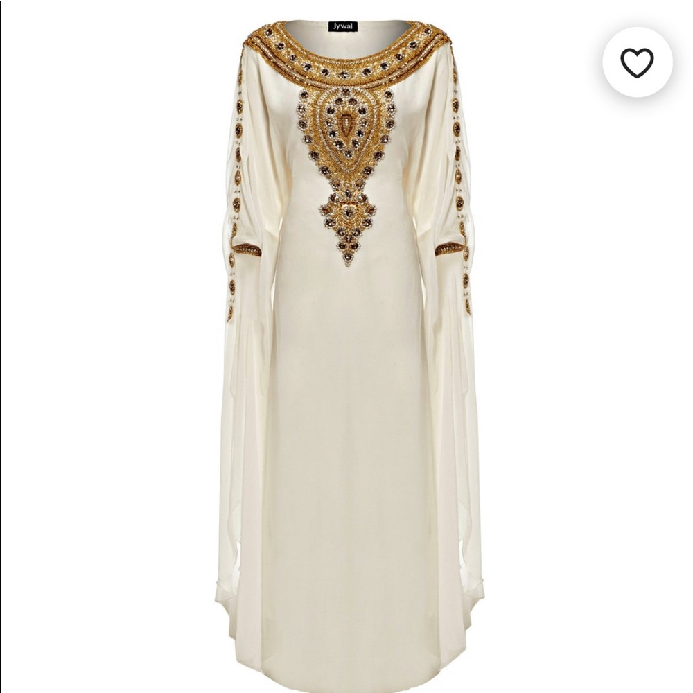 Amira Abaya Caftan, Gold Embellished